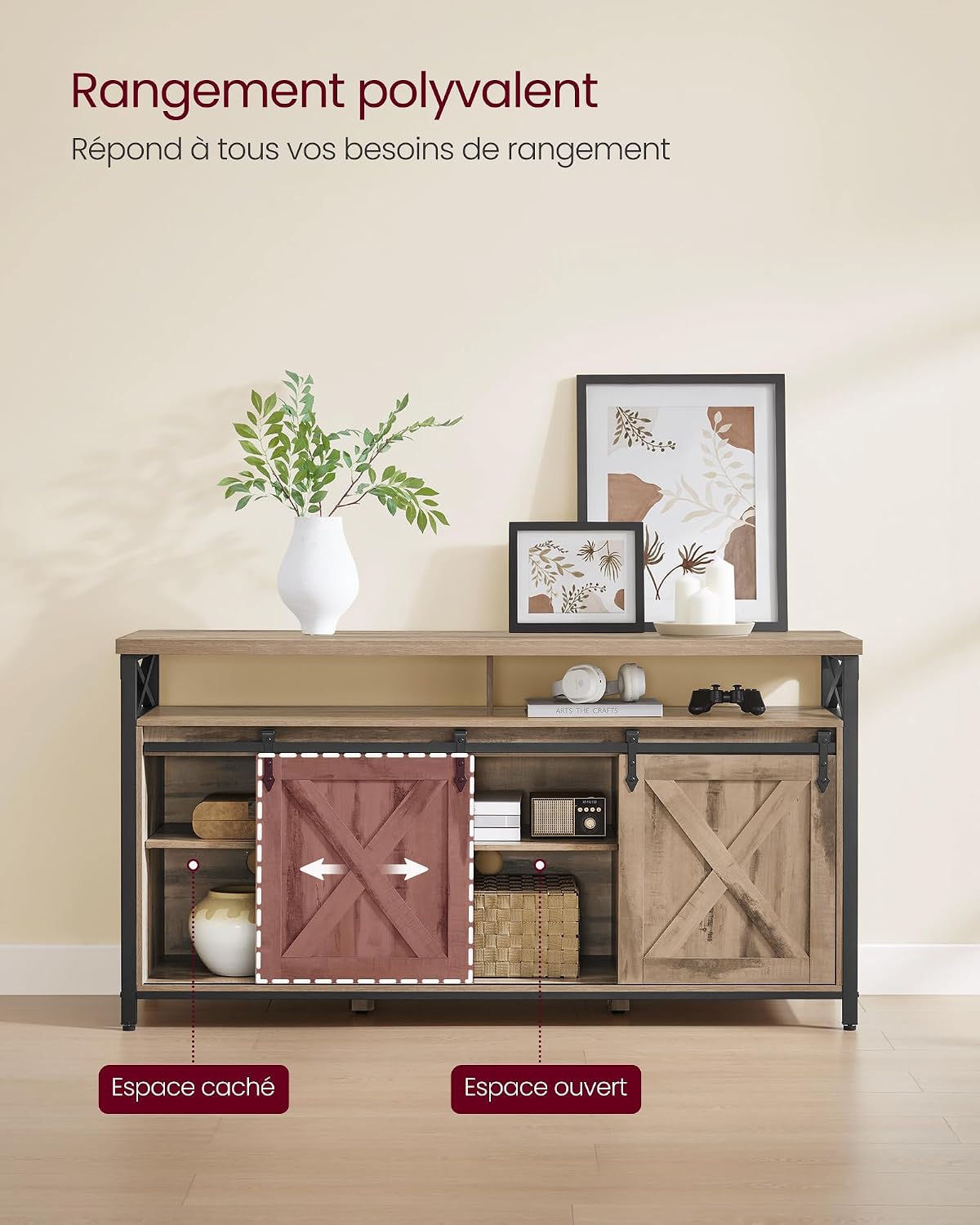 Detalle de VASAGLE LTV071B50V1 Meuble TV 147 cm