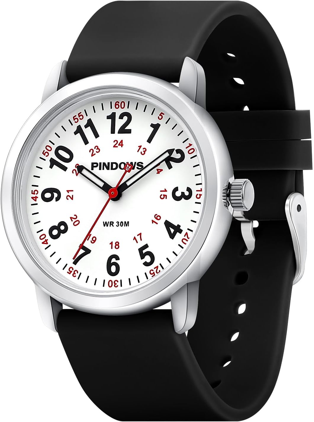 Detalle 2 de Women Nurse Watch with Silicone Band – Luminous Dial, 38mm Case, Quartz Analog