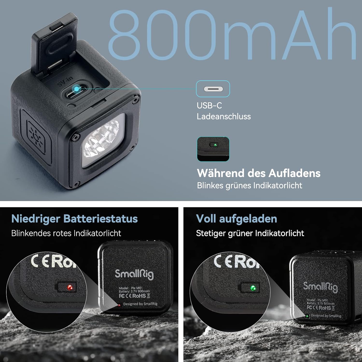 Detalle de SMALLRIG LED VideoLicht 3405 (Mini Cube) mit 8 Farbfiltern, 5600K, CRI 95, dimmbar