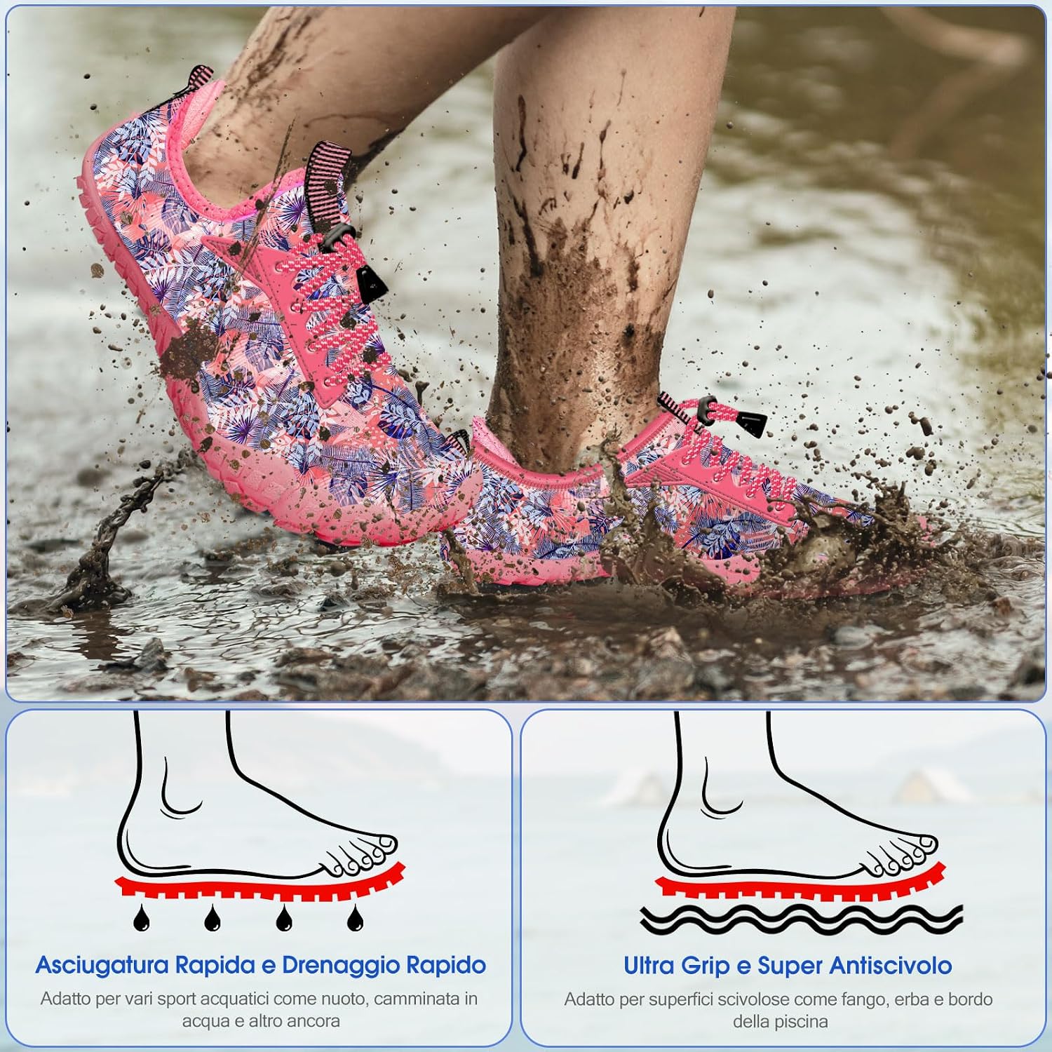 Detalle de Built-in Heel Grips Water Shoes for Kids with Wide Toe Box — All-Terrain Outdoor Fun