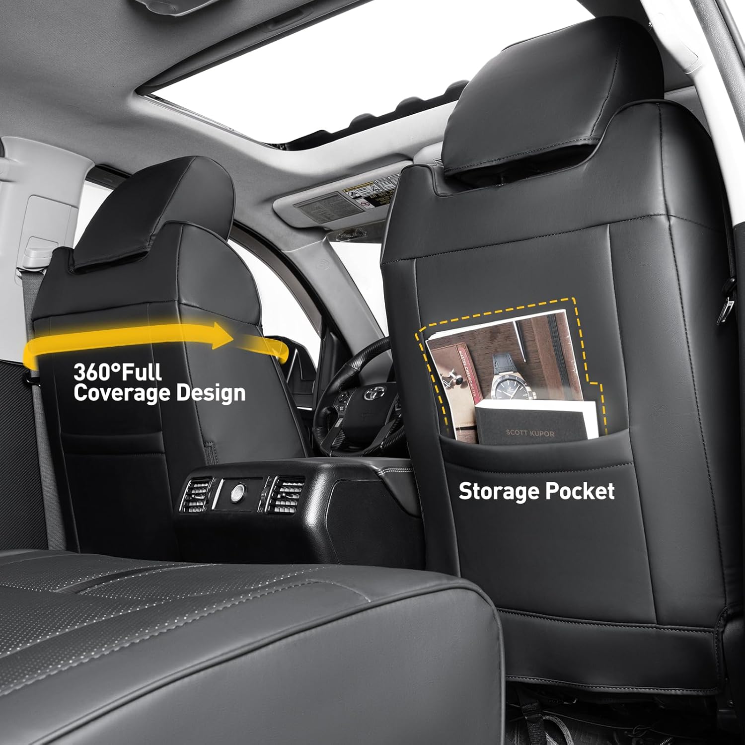 Thumbnail 6 de Super Cover for Toyota Tundra CrewMax 2014-2021 Seat Covers – Full Leather Look with Carbon Fiber