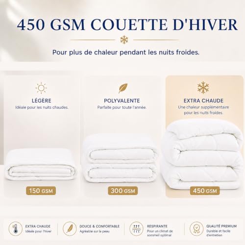 Detalle 2 de WAVVE Couette 220 x 240 cm, hiver 450 GSM, microfibre blanche