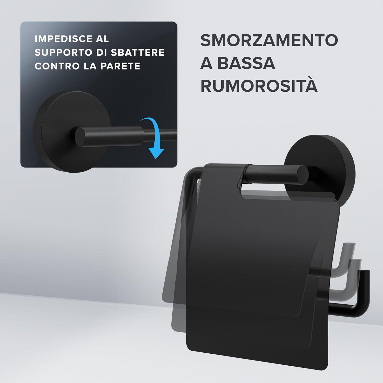Thumbnail 1 de ovimar Heroya portarotolo per foratura nero: portarotolo in acciaio inox con coperchio e chiusura ammortizzata