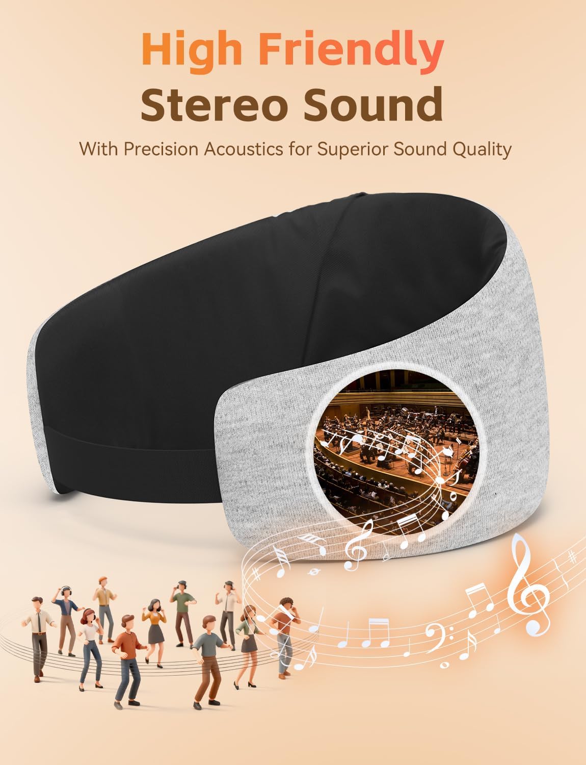Detalle de Sleep Mask Headphones with Bluetooth 6.0: All‑Night Audio for Side Sleepers