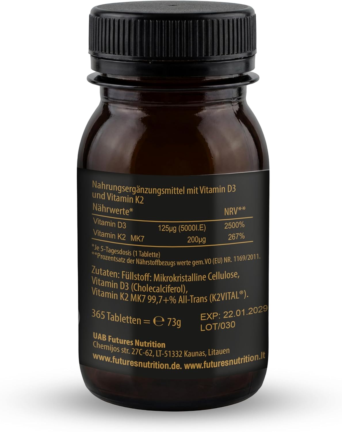 Thumbnail 6 de FUTURES NUTRITION Vitamin D3 K2 5000 I.E (vegan) – hochdosiert, nur 1 Tablette alle 5 Tage, 365 Tabletten