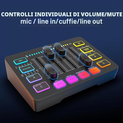 Detalle de FIFINE Mixer Audio PC con Interfaccia XLR – Mixaggio, RGB e Controllo Indipendente per Streaming