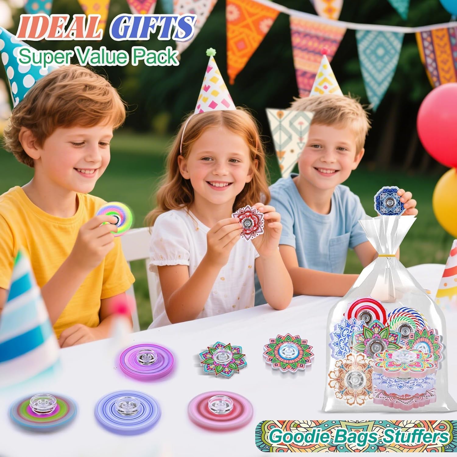Detalle de 30 PCS Kids Fidget Spinner Party Bag Fillers – Mini Sensory Spinner Fidget Toys for Classroom Rewards