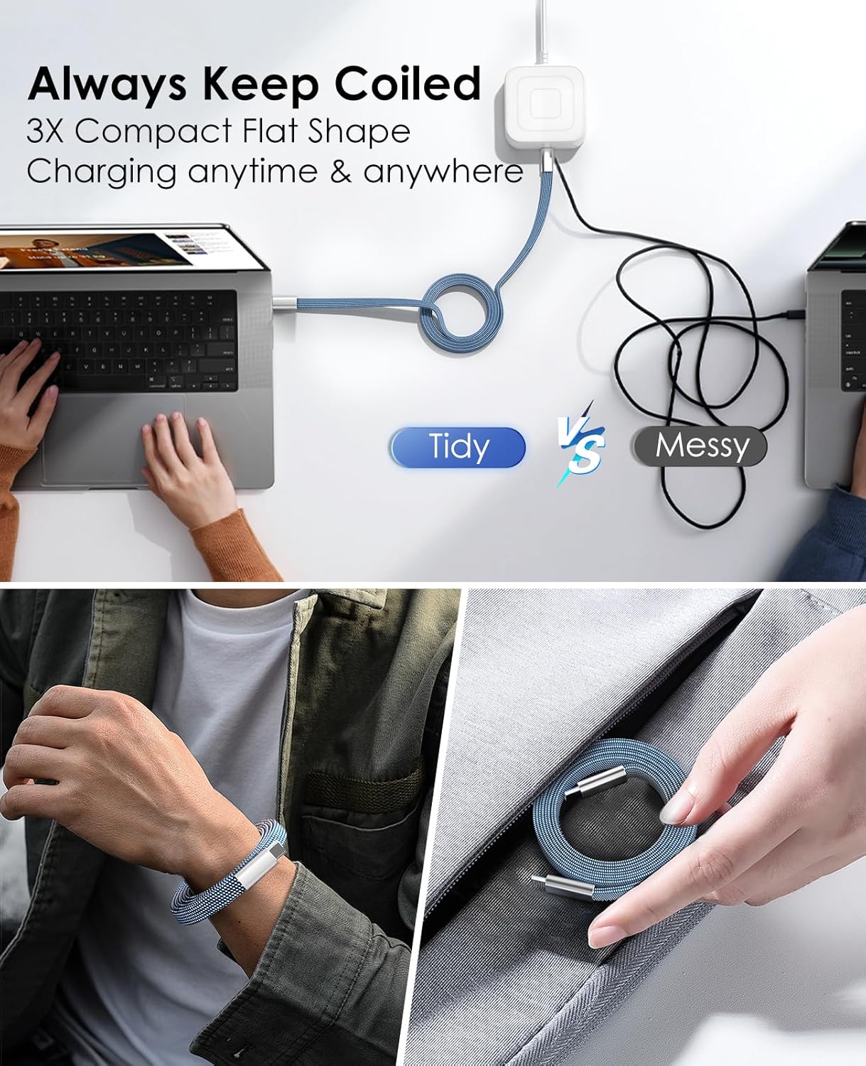 Thumbnail 5 de Magtame Flat 240W Magnetic USB-C to USB-C Cable (1.5m, 5A) – fast charging and neat cable storage