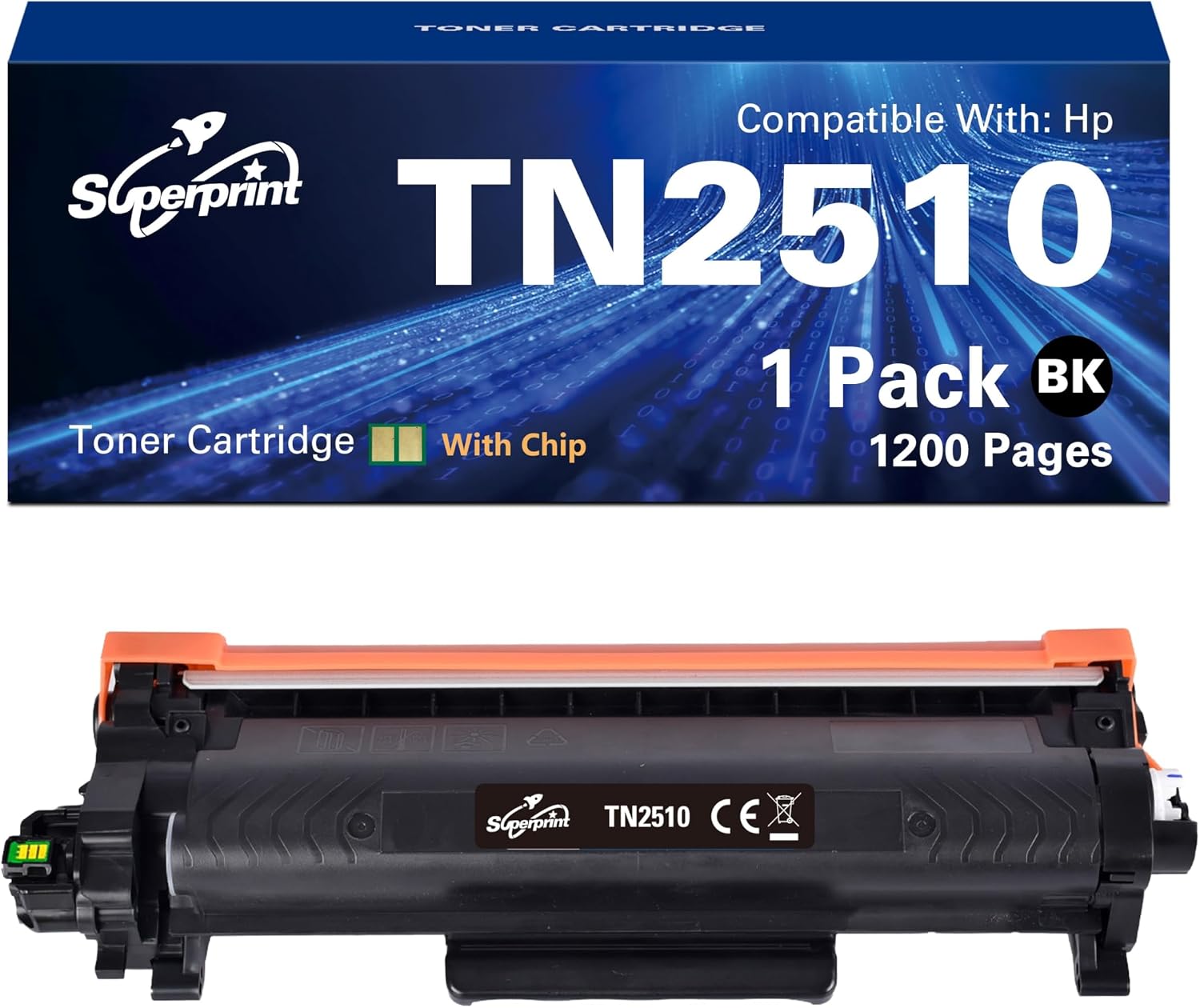 Superprint TN2510 zwarte toner, compatibel met Brother TN-2510, 1.200 pagina's