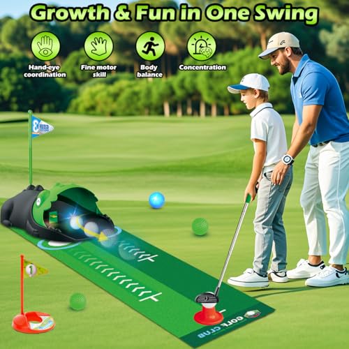 Thumbnail 6 de Clemas set de golf para niños con devolvedor automático de bolas LED y dinosaurio (3 palos, 3 a 8 años)