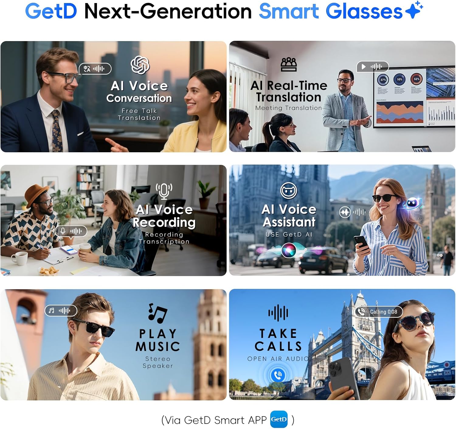 Thumbnail 6 de GetD 2026 AI Glasses 11H music