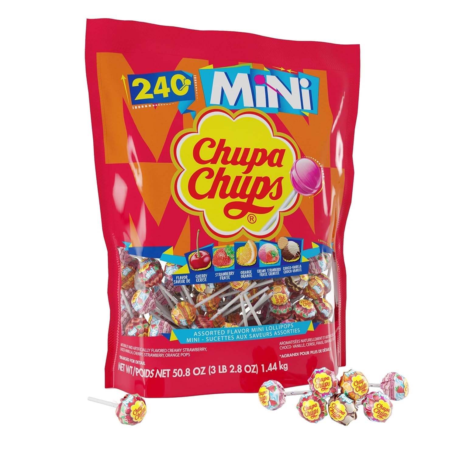 Detalle de Chupa Chups ZY-CHUMI Mini Lollipops, 5 Flavors, 240 Individually Wrapped