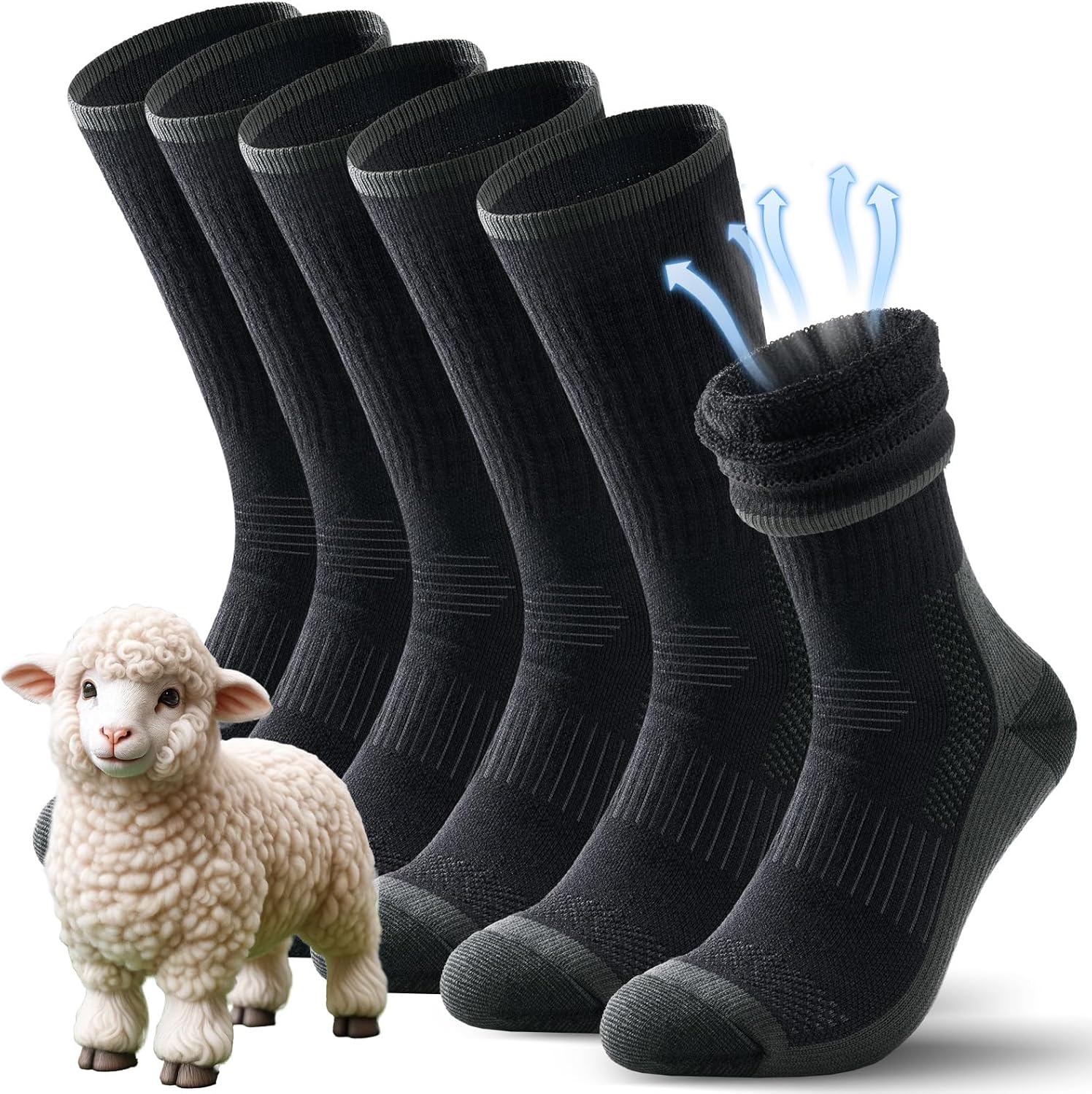 Detalle de TANSTC Merino Wool Thermal Socks 3 Pairs