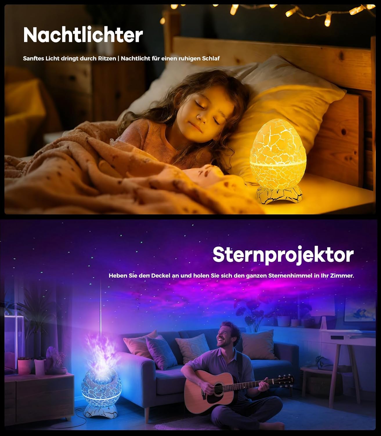 Thumbnail 3 de MOLEKSDAL Dinosaurier-Ei Galaxy Sternprojektor mit Nebel, Timer & Fernbedienung (Mini) – Sternennachtlicht für Schlafzimmer