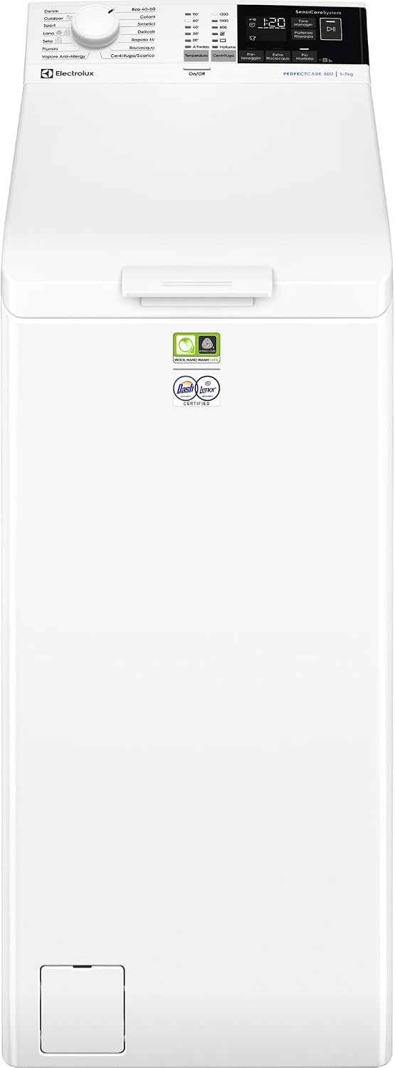 Detalle de Electrolux EW6T437A Lavatrice a Carica dall'alto 7 kg: stile, efficienza e tecnologia SensiCare