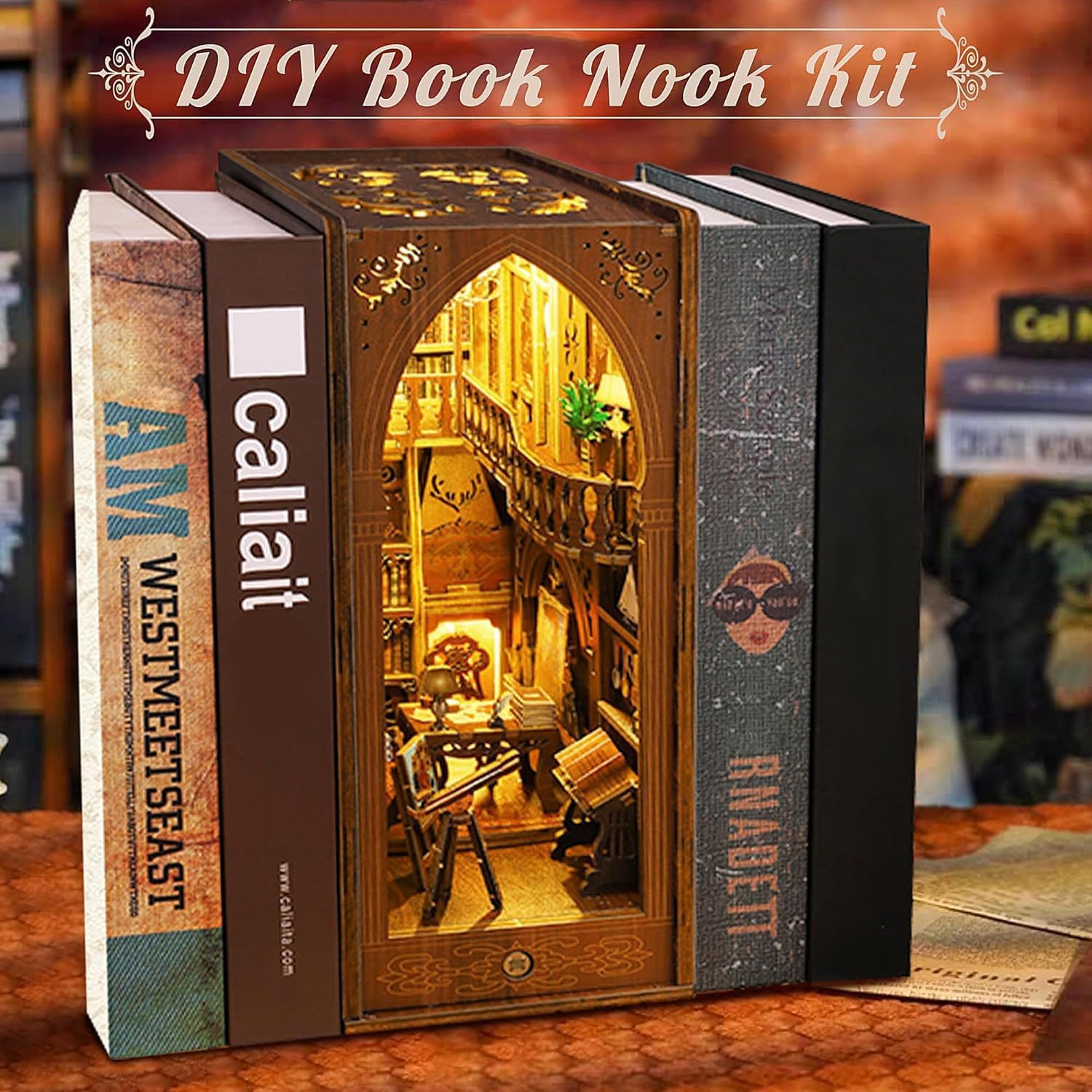 Detalle 2 de CRIOLPO Book Nook Kit DIY Dollhouse