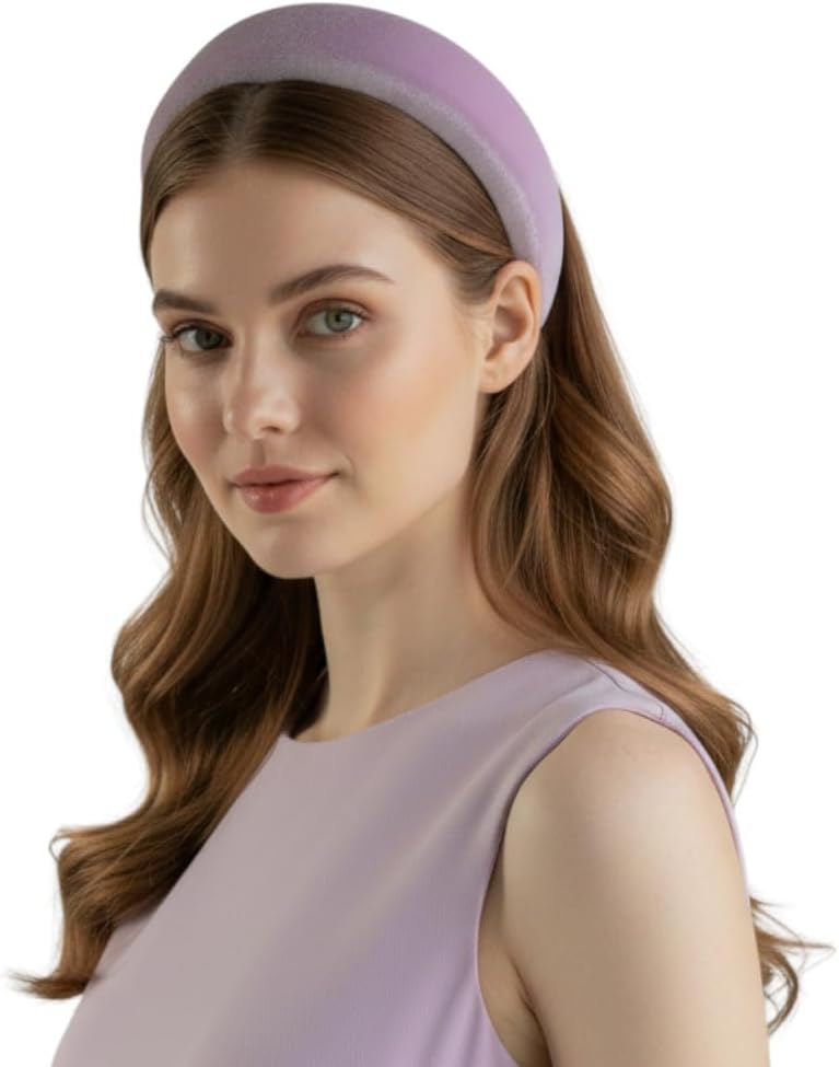 Detalle de Cerchietto per Capelli Donna Bombato in Velluto Rosa Talpa