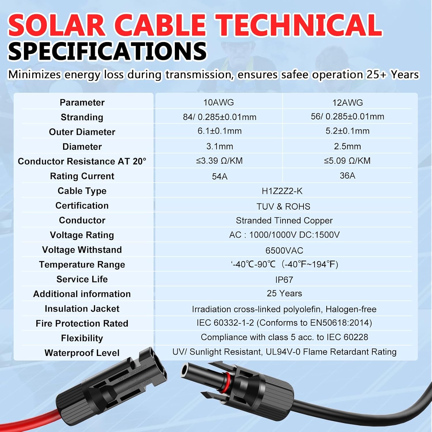Thumbnail 6 de Vansdon 2x50ft 10AWG Solar Extension Cable