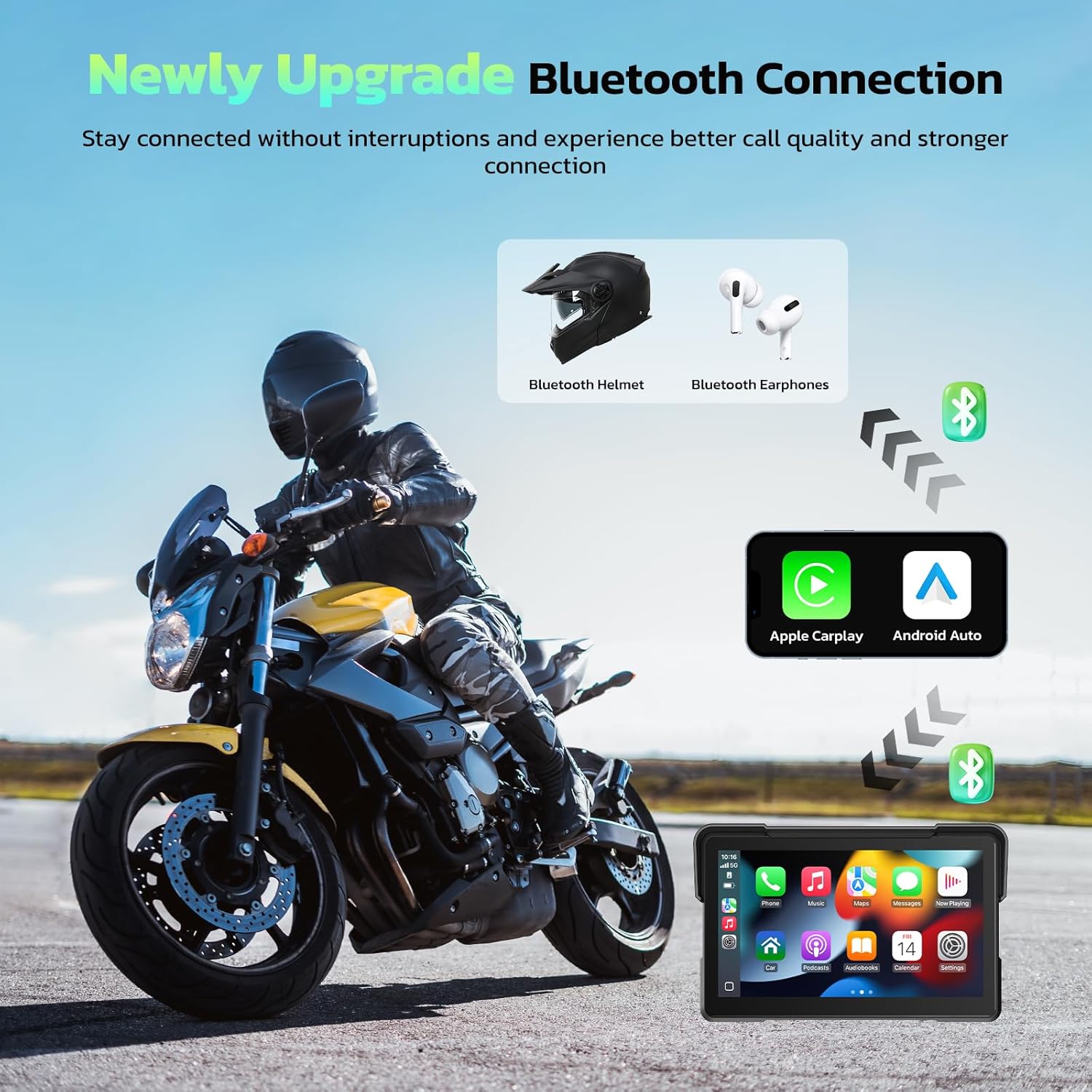Thumbnail 3 de LAMTTO 7-Inch Wireless CarPlay GPS Navigation System for Motorcycles