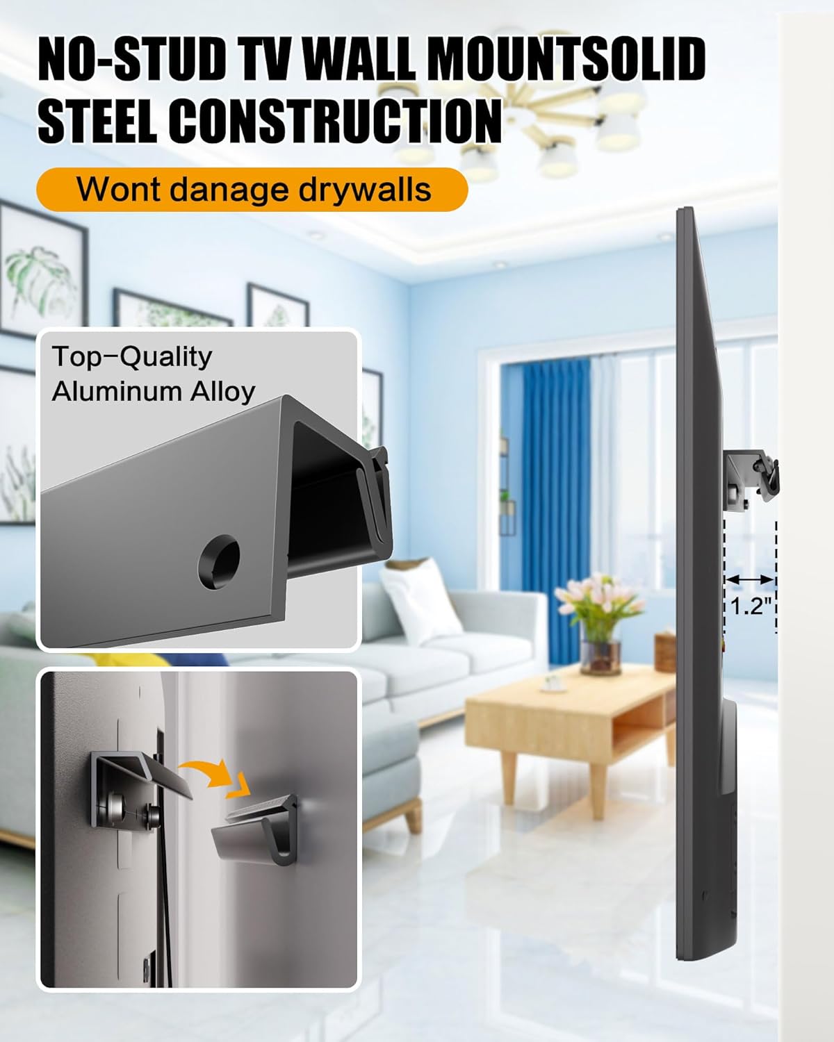 Thumbnail 3 de HYPIGO No Stud Drywall TV Mount 32–75 Inch