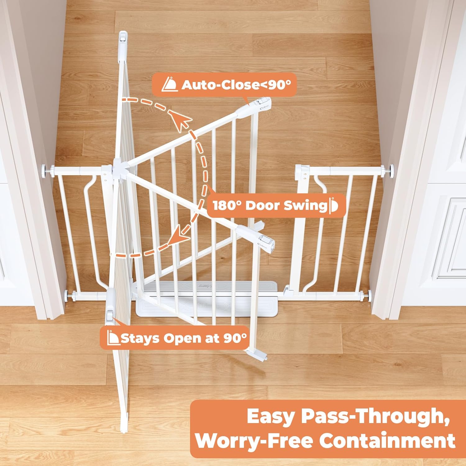 Detalle de Cideny Baby Gate No Drilling: 29"–40" Indoor Dog Gate for Stairs & Doorways