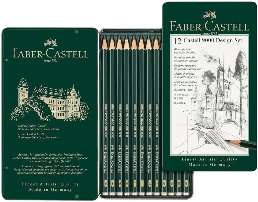 Thumbnail 6 de Faber-Castell Castell 9000 – Set de 6 crayons graphite HB à 8B pour croquis et dessin