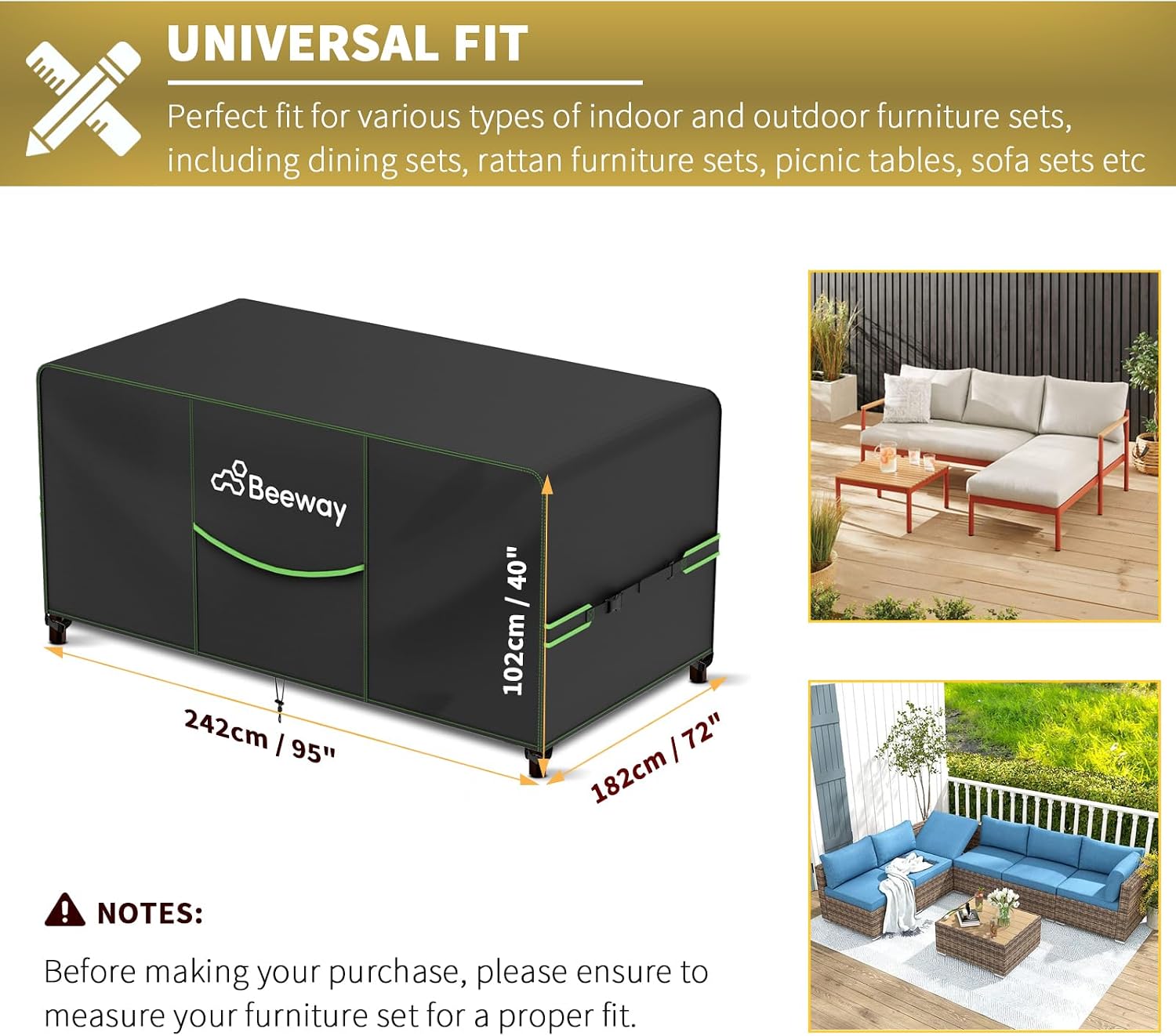 Thumbnail 1 de BEEWAY Garden Furniture Cover 242x182x102cm