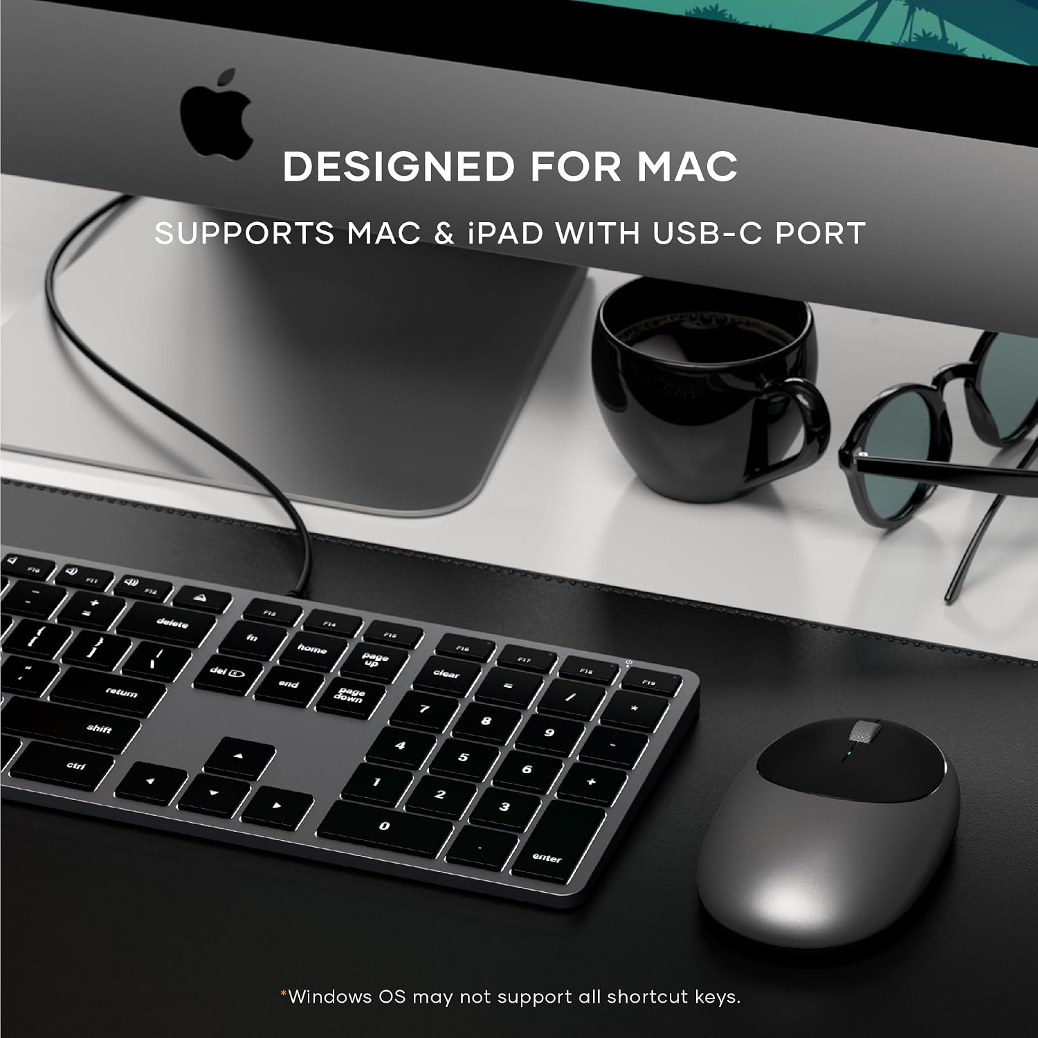 Detalle de Satechi Tastiera con Cavo Slim W3 Retroilluminata – Layout US, USB-C e Tastierino Numerico per MacBook e laptop