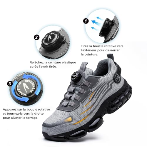 Thumbnail 4 de Gugifcto Chaussures de Sécurité - 42 EU, Basket Respirante et Lourde Embout Acier Grey