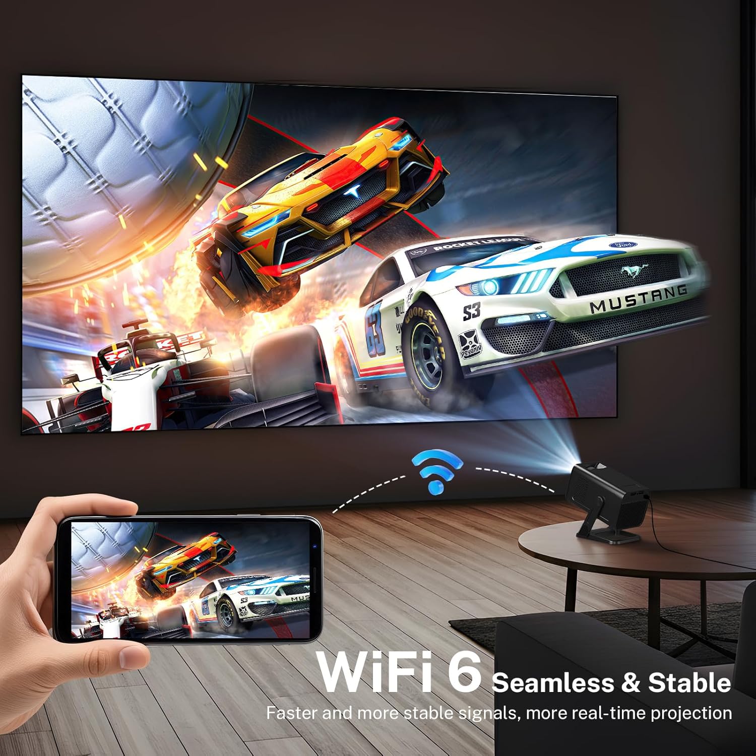 Thumbnail 5 de LYNCast V300 Mini Projector: Portable Wi‑Fi 6, Android 14, 1080P, 270° Rotatable