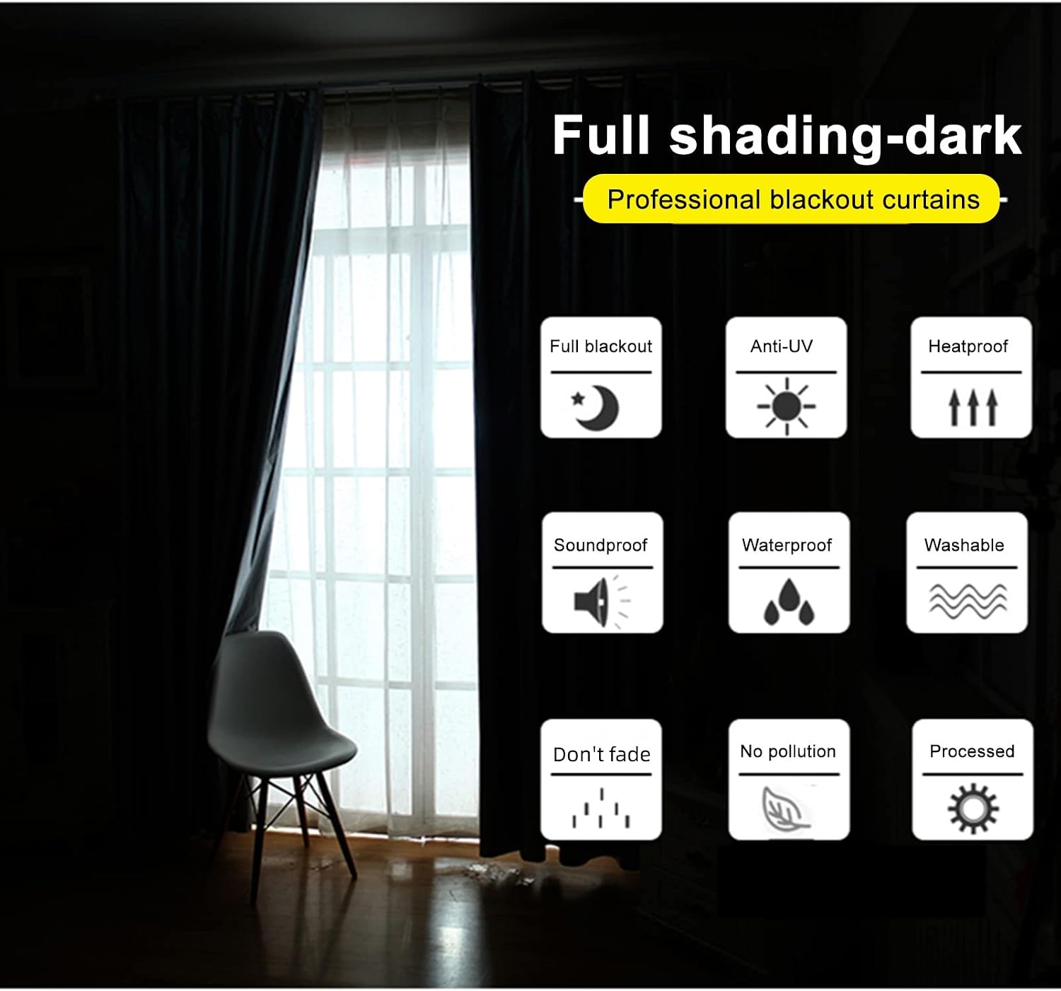 Thumbnail 5 de wordmouk Blackout Blinds Stick On 300×145cm blackout blind 🌙🏠