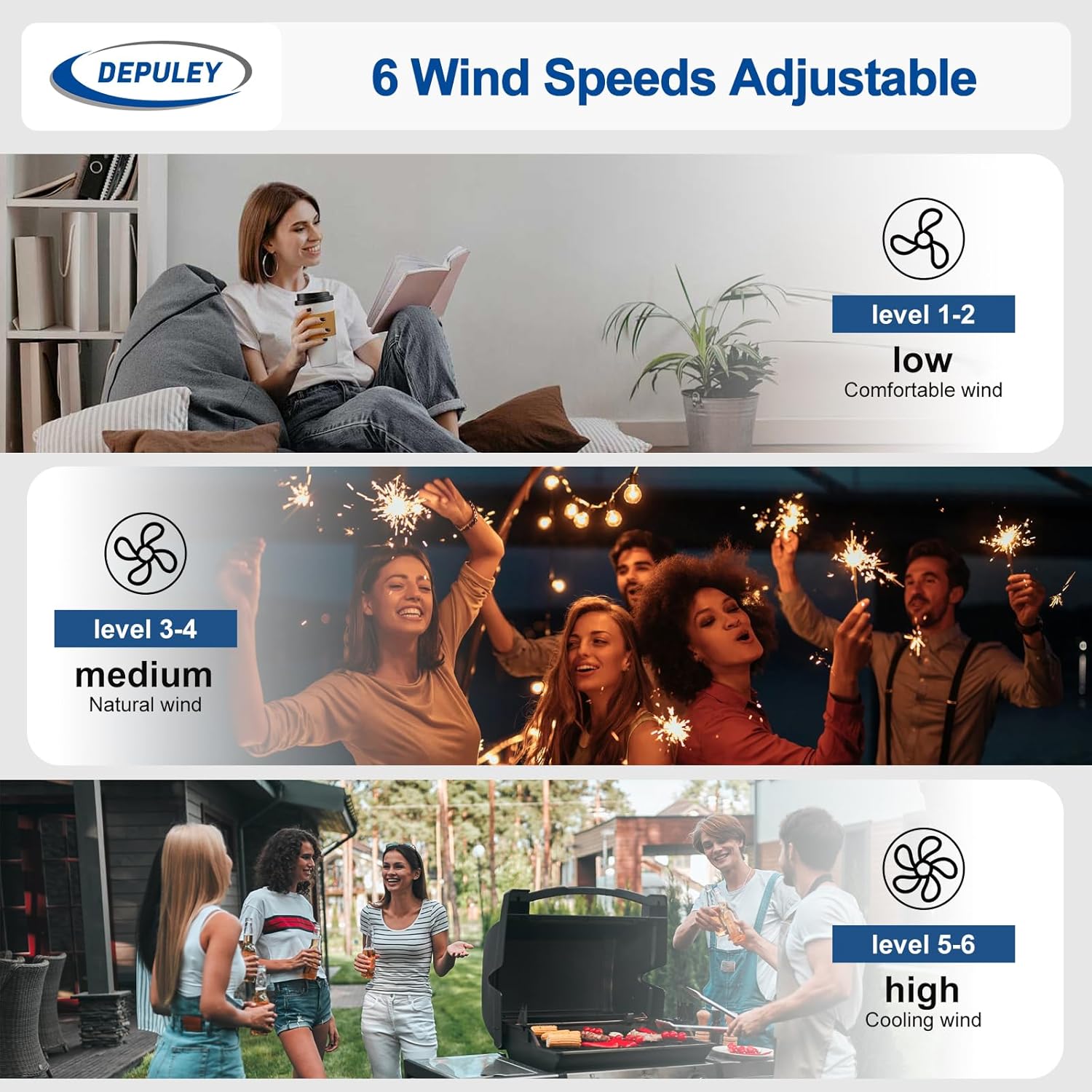 Thumbnail 5 de Depuley 42-Inch Outdoor Ceiling Fan with Lights, Walnut Waterproof Gazebo Fans (Remote & App Control)