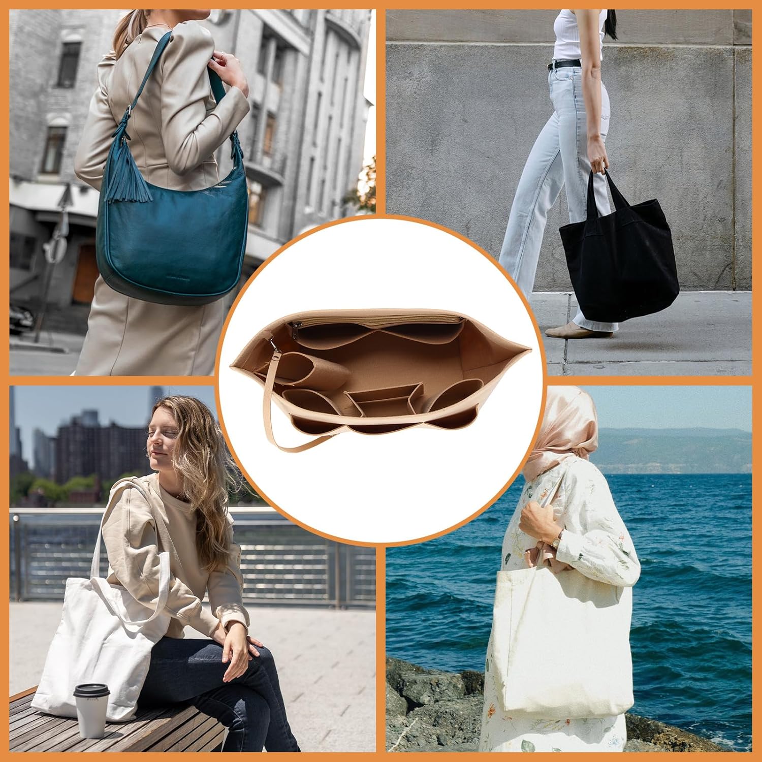 Thumbnail 6 de LITLANDSTAR Khaki Multi-Pocket Handbag Organiser Insert