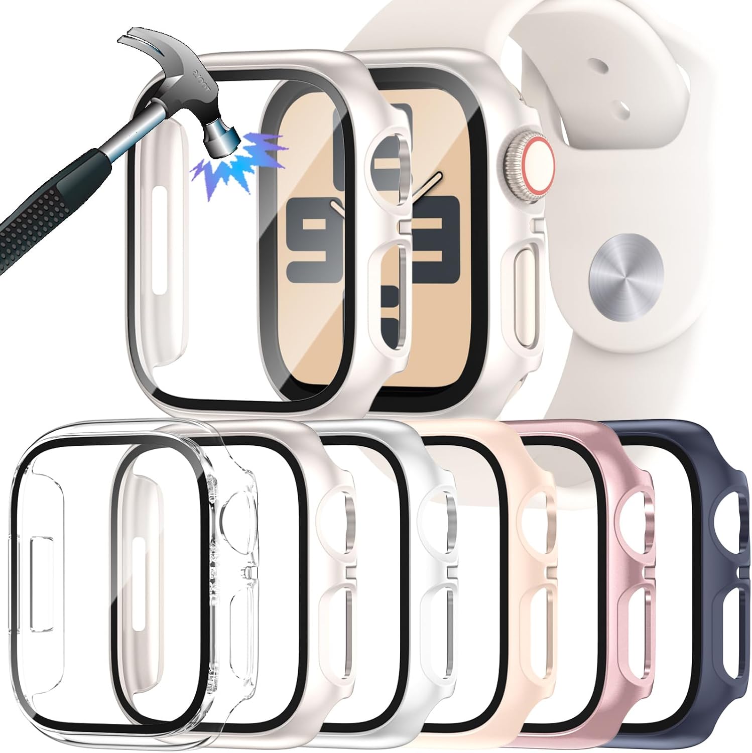 Thumbnail 6 de JDBLHM 6-Pack Protective Case for 46mm Apple Watch Series 11/Series 10 with Tempered Glass Screen Protector