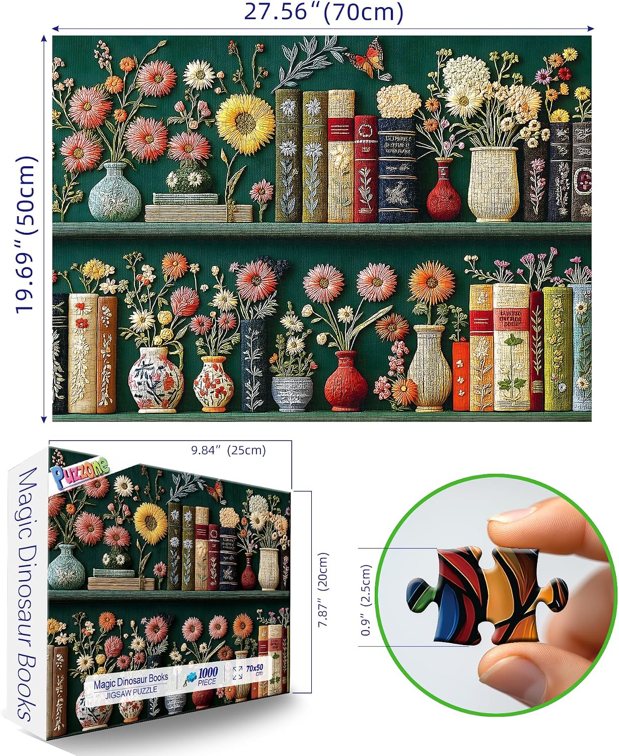Detalle de PuzzOne JIUJIU-00469 Wildflower Pages 1,000-Piece Jigsaw Puzzle