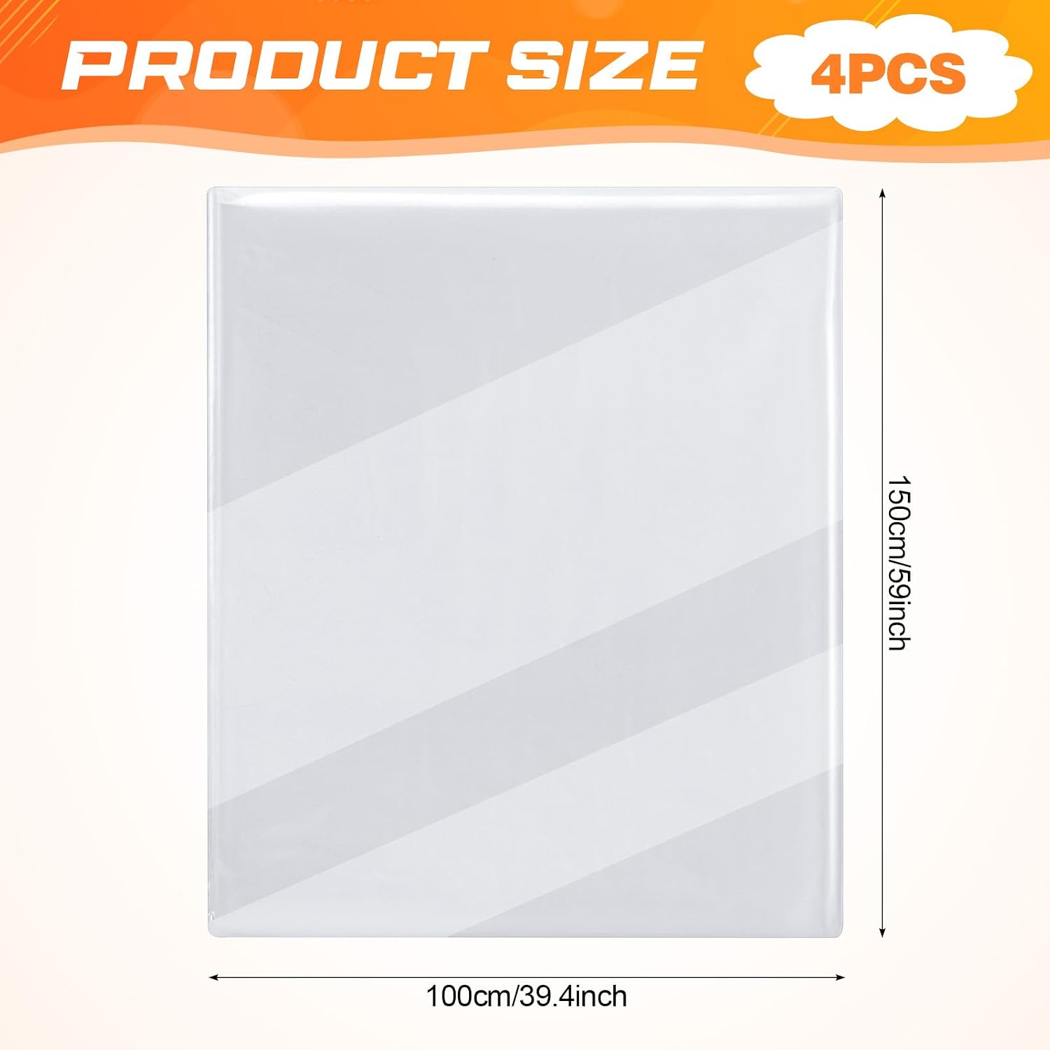 Detalle de TranRantic Großes PVC/PE-Aufbewahrungspaket 4 Stück 100x150 cm – Staub- und Feuchtigkeitsschutz für Möbel, Kleidung und mehr