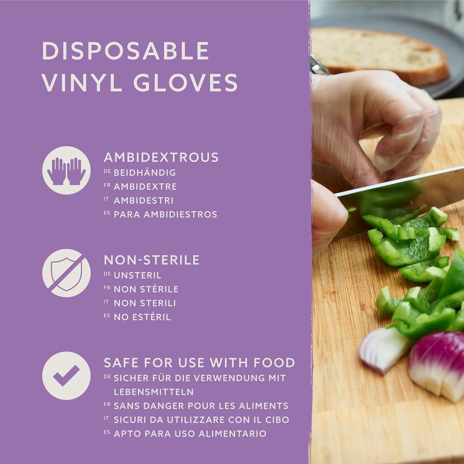 Detalle 1 de Gants en vinyle jetables taille S – lot de 100, transparents – by Amazon