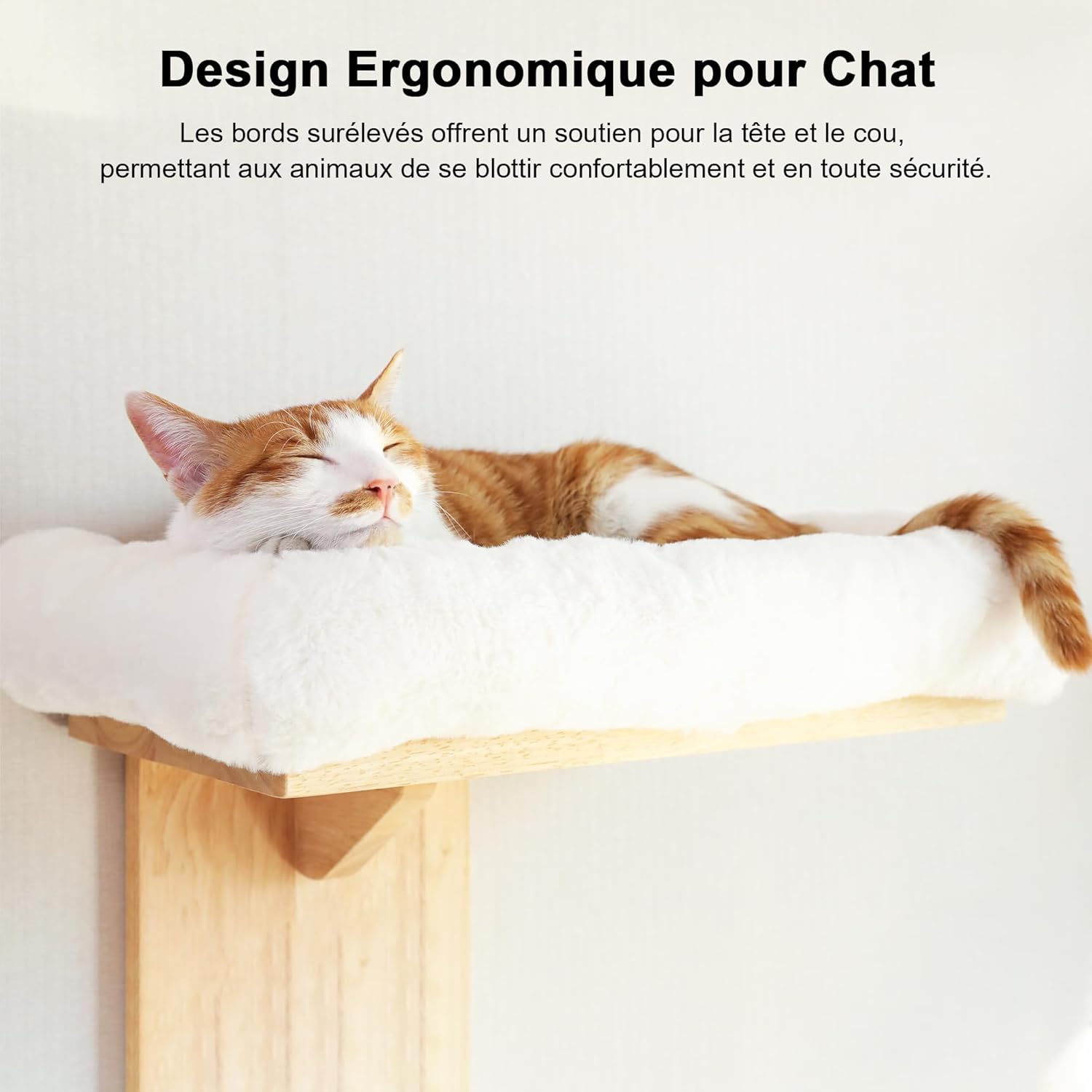 Thumbnail 1 de FUKUMARU Étagères murales pour chat en forme d’arbre – 2 plateformes avec perchoir en hévéa massif