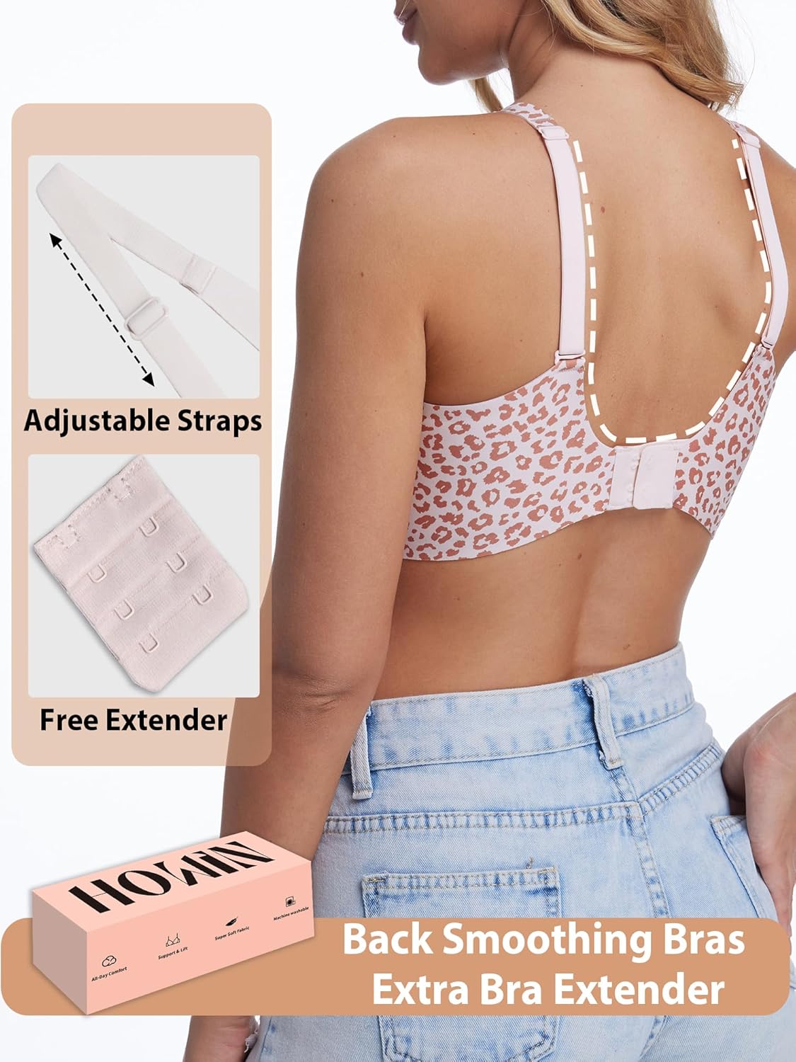 Detalle 2 de HOWIN BH Damen Ohne Bügel – Tiefes V Push-Up, Nahtloser Jelly-BH für große Brüste, Starker Halt