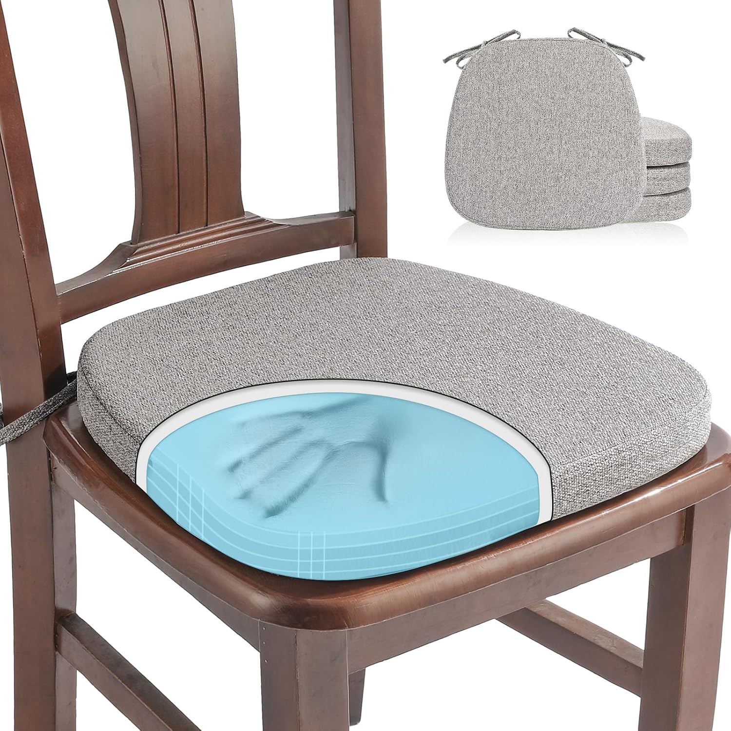 Detalle de SINOSSO Memory Foam Chair Cushions, Set of 4