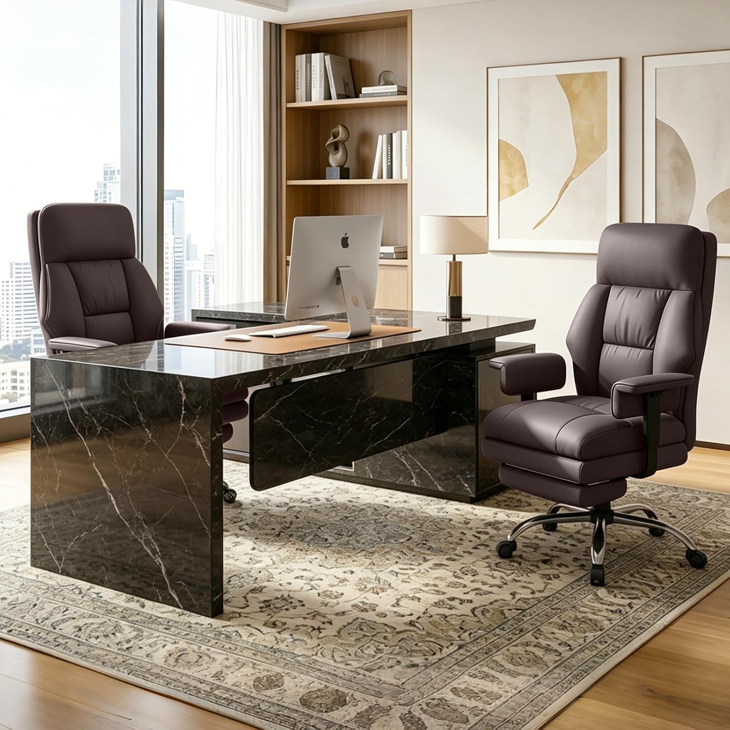 Thumbnail 6 de XUEGW 850-Brown Executive Office Chair, 135° Recline and Retractable Footrest