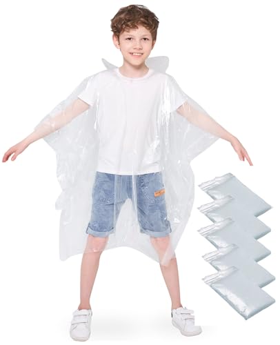Detalle de Opret Disposable Rain Ponchos 5 Pack for Kids – Emergency Raincoats