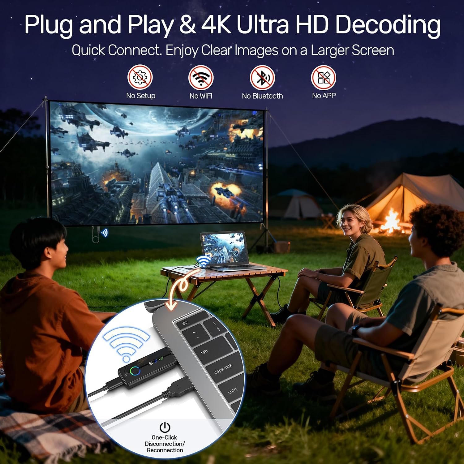Detalle 2 de Alxum Wireless HDMI Extender Kit: 50m Range, 4K Decoded to 1080p, Plug & Play