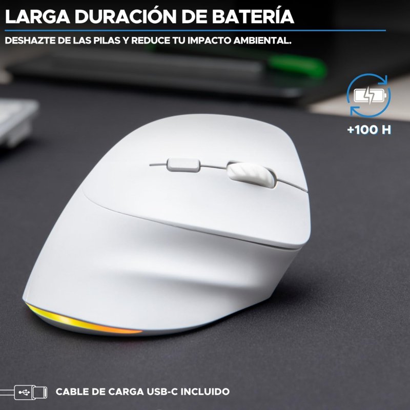 Thumbnail 1 de Bluestork Ergo Lumi: Ratón vertical inalámbrico ergonómico para mano derecha, 2400 DPI