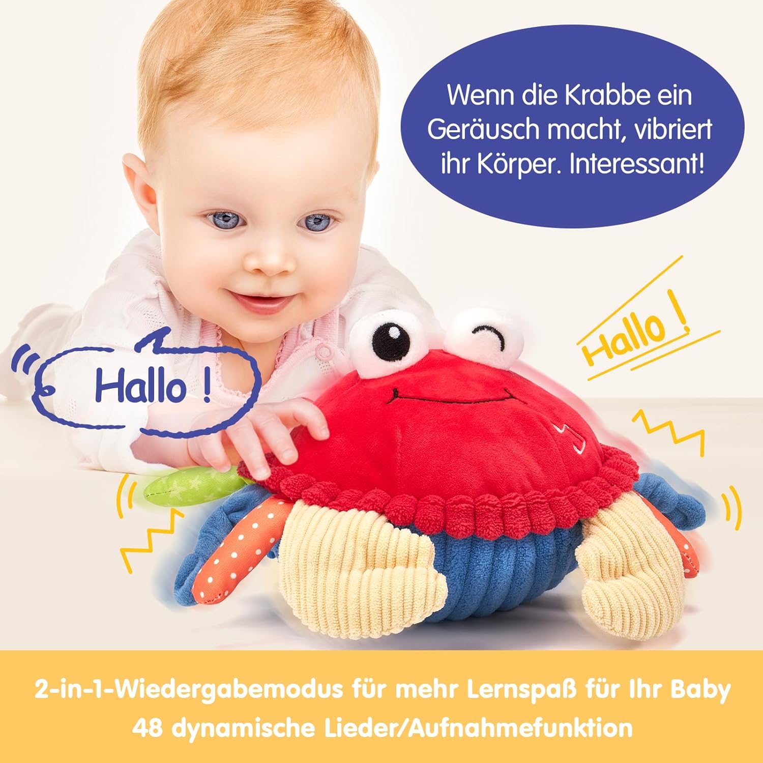 Detalle 2 de hahaland Krabbe Baby Spielzeug, ab 6 Monaten