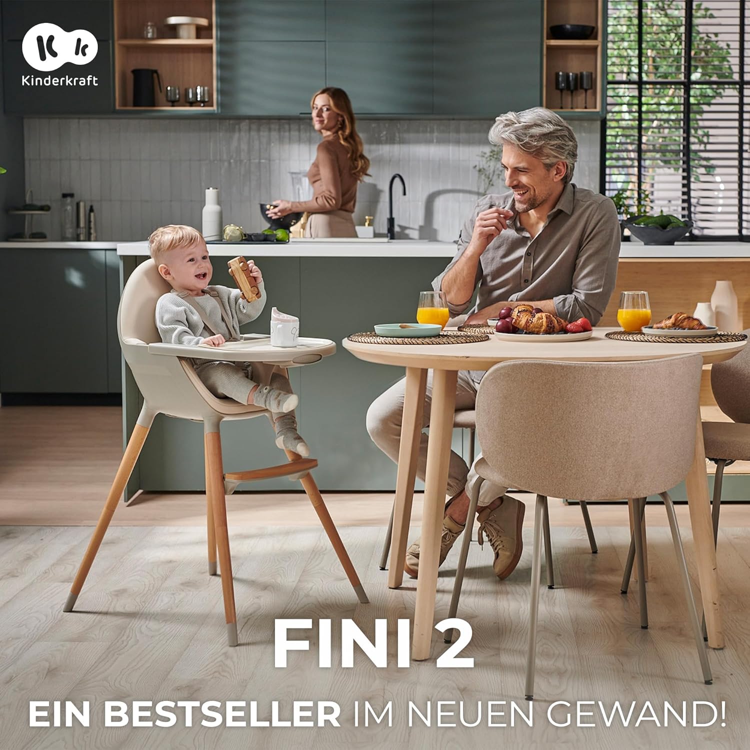 Thumbnail 1 de Kinderkraft FINI2 2 in 1 Hochstuhl – sicher, flexibel und langlebig (Beige)