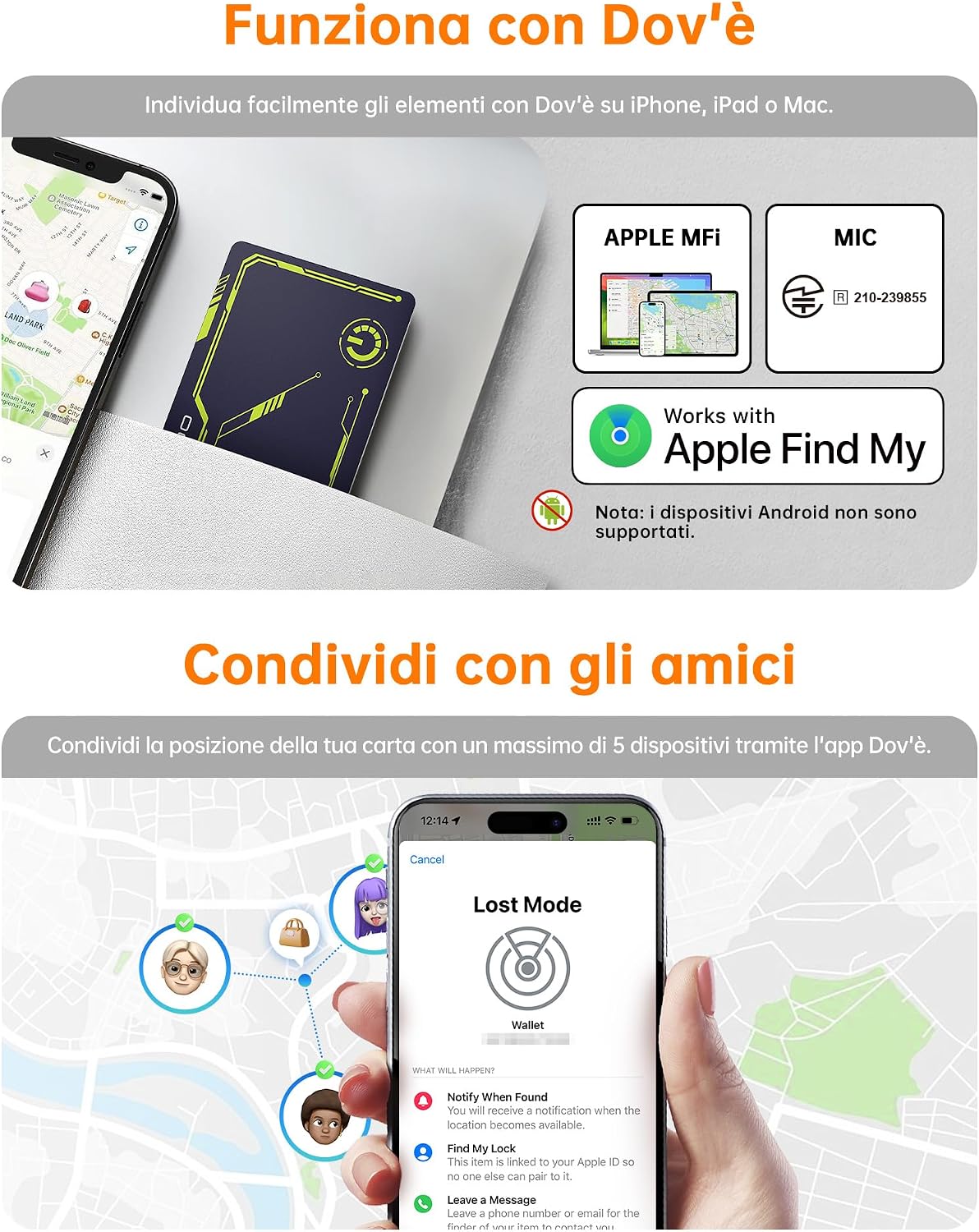 Thumbnail 6 de NOVOO Air Tag Card Wallet Tracker Card sottile (1,6 mm) per portafoglio e bagagli