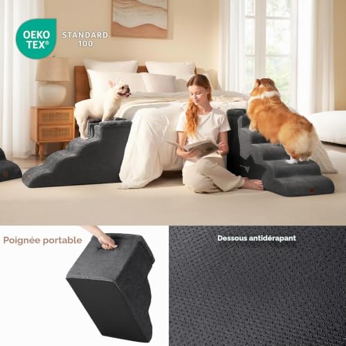 Detalle de EHEYCIGA Escalier Chien 3 Marches – Rampe pour canapé et lit, 35,5 cm de hauteur