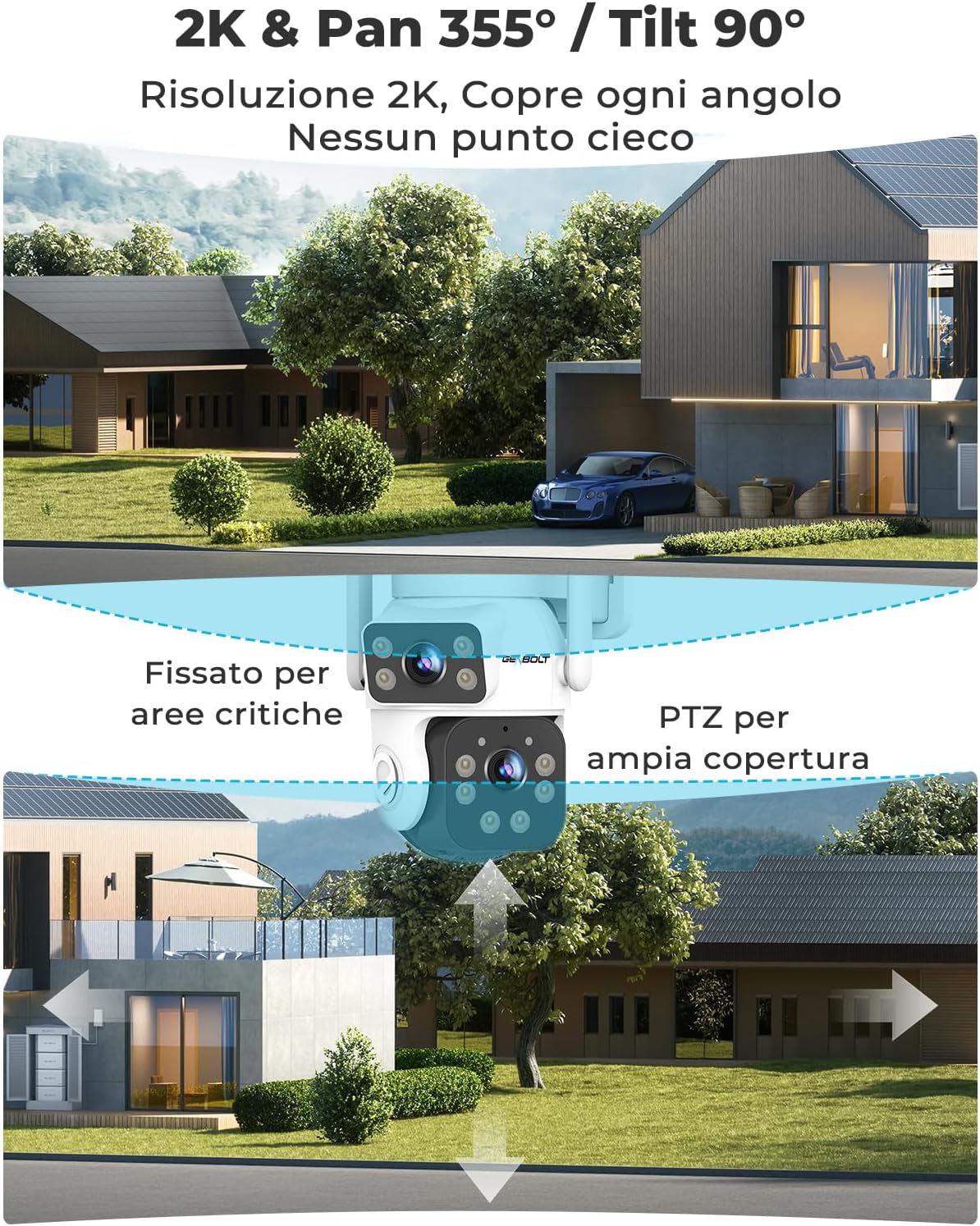 Thumbnail 5 de GENBOLT 2K Solare Telecamera Wi-Fi Esterno Senza Fili con Dual Lens e Rilevamento AI
