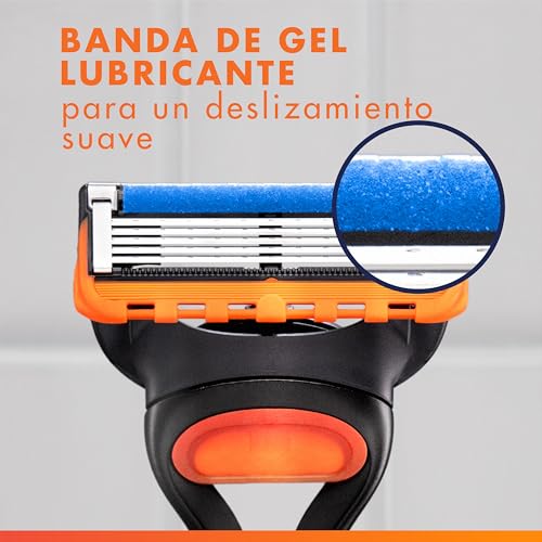 Detalle de Gillette Fusion5 Maquinilla de Afeitar Hombre con 5 Recambios, Azul/Negro